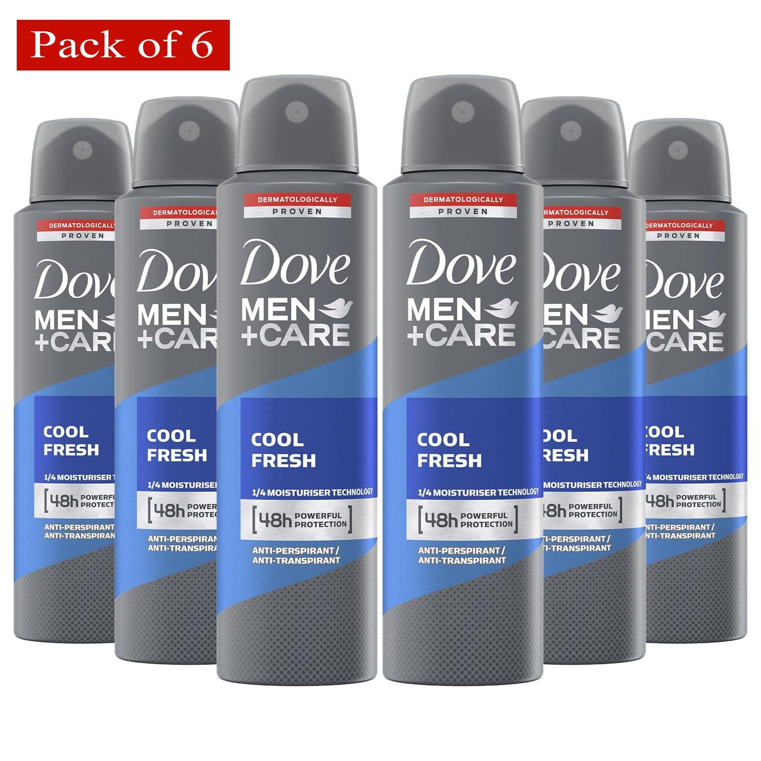 Dove Men + Care Cool Fresh Spray, International Version, Deodorant & Anti-Perspirant 150ml / 5.07 Oz (Set of 6)