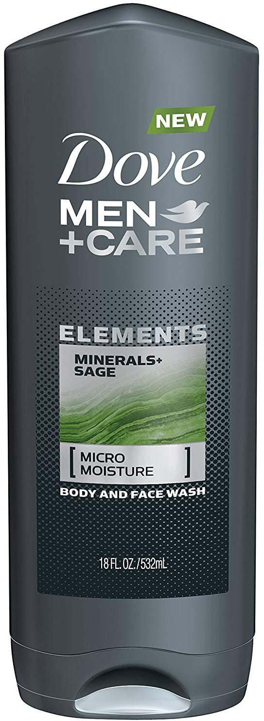 Dove Men+Care Elements Body & Face Wash, Minerals & Sage 18 oz (Pack of 2)