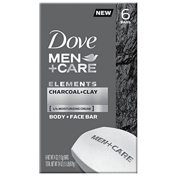 Dove Men+Care Elements Body and Face Bar Charcoal + Clay 4 oz 6 Bars