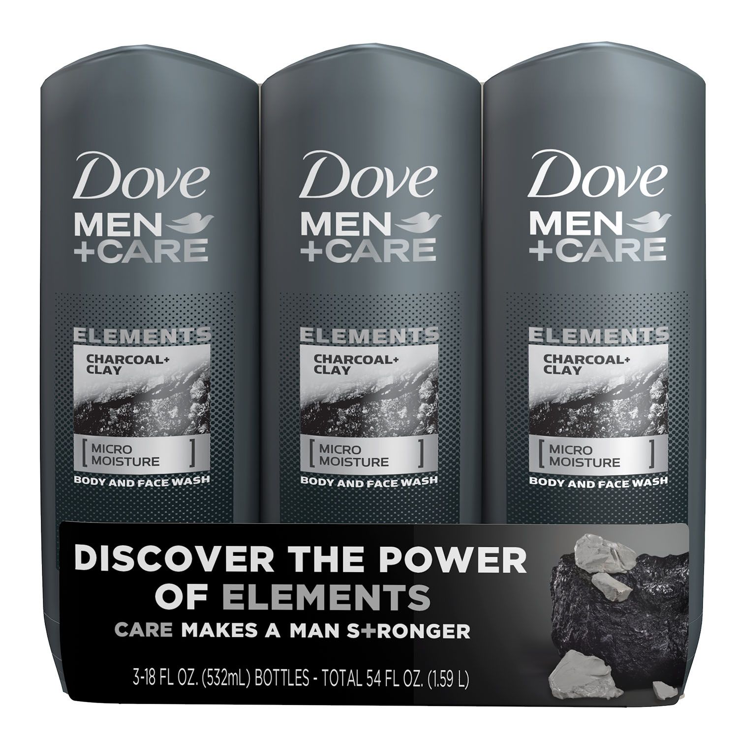 Dove Men+Care Elements Charcoal + Clay Body Wash, 13.5 oz