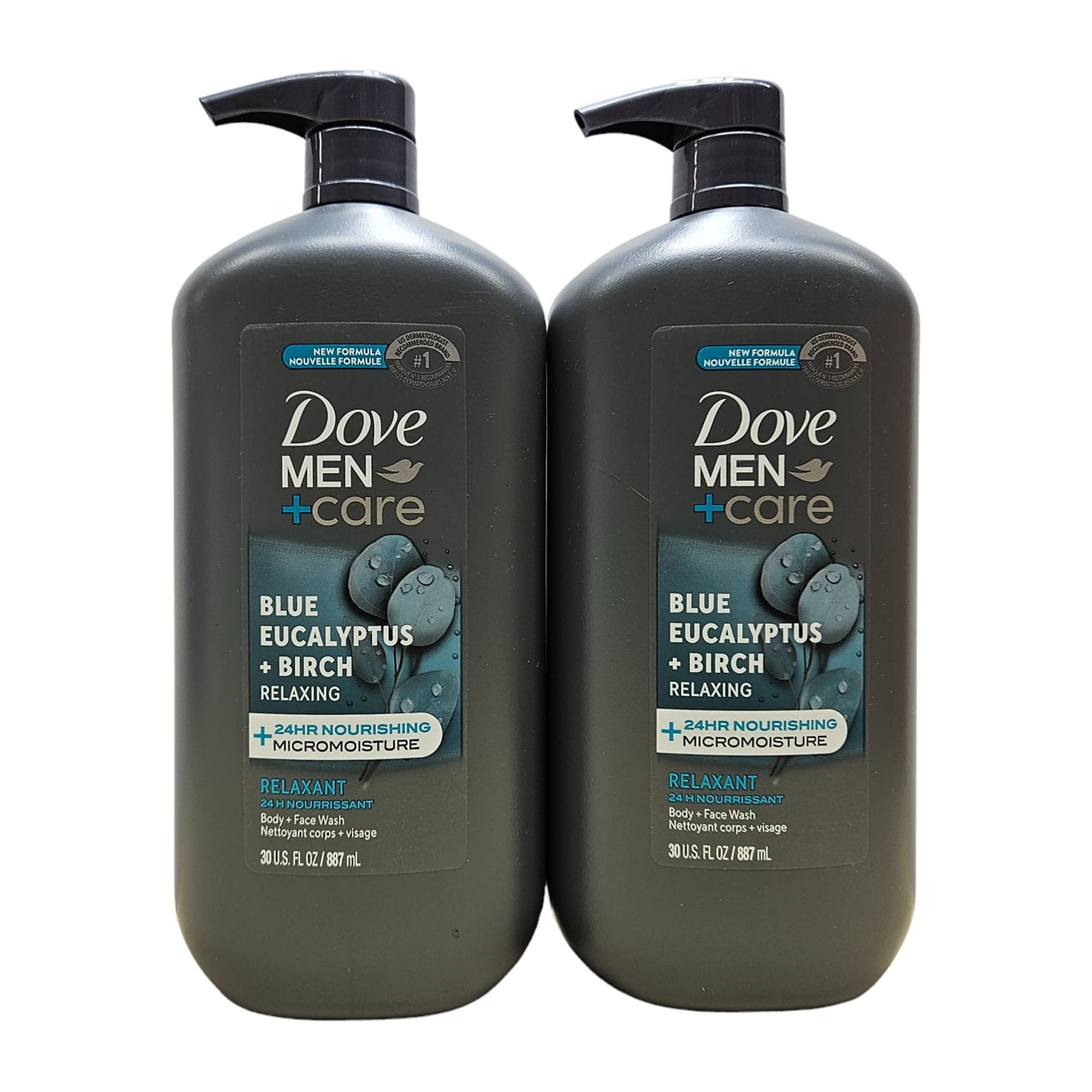Dove Men+Care Elements Liquid Body Wash Cleanser Blue Eucalyptus+Birch