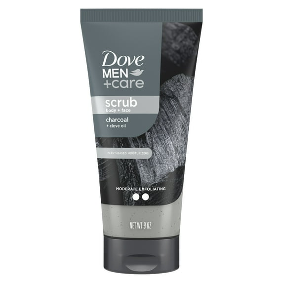 Dove Men+Care Exfoliating Body & Face Scrub for Men Charcoal & Clove Oil, 9 oz