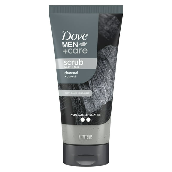 Dove Men+Care Exfoliating Body & Face Scrub for Men Charcoal & Clove Oil, 9 oz