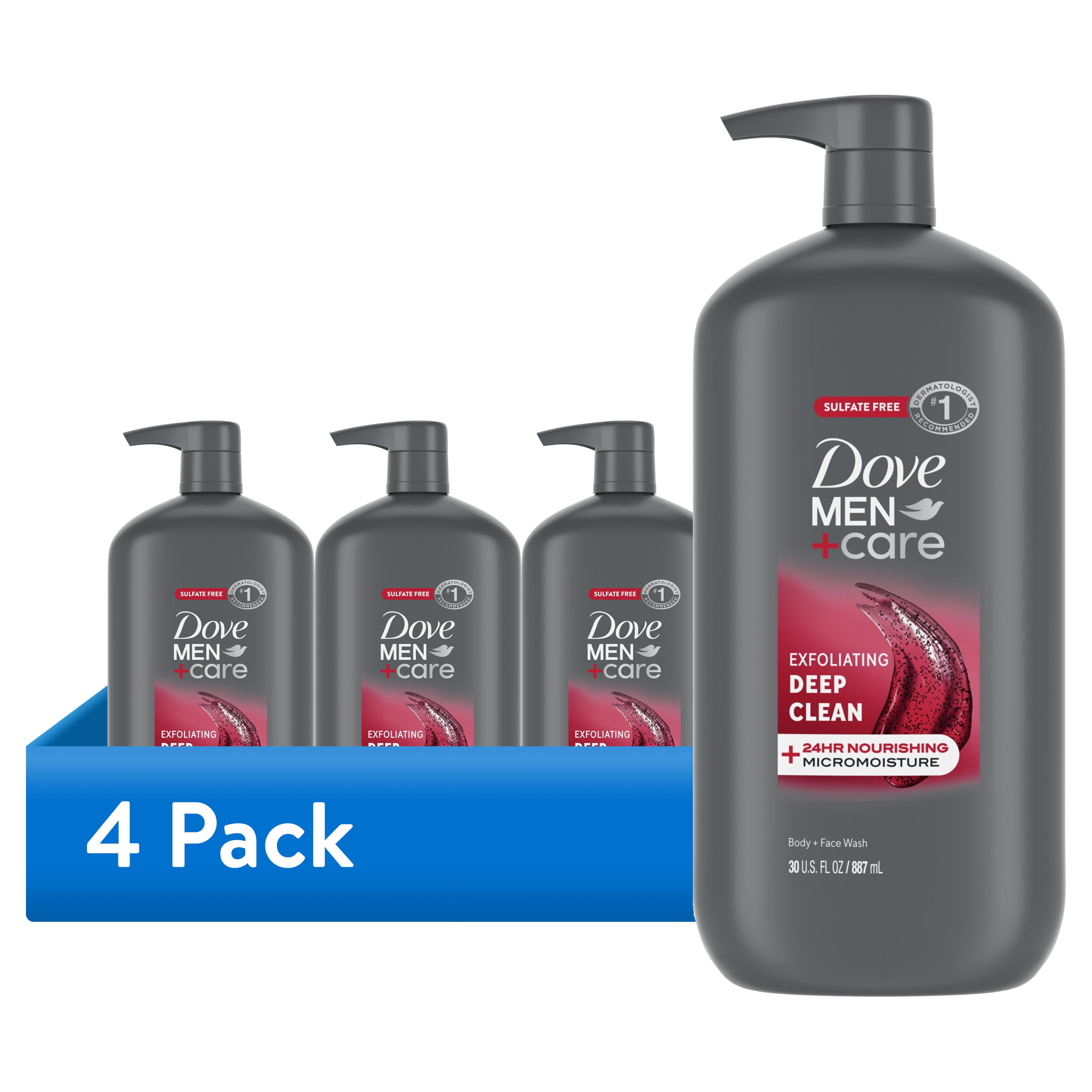 (4 pack) Dove Men+Care Body And Face Wash For Men, Exfoliating Deep Clean With 24-Hour Nourishing Micromoisture Technology Body Wash, ,30 fl oz