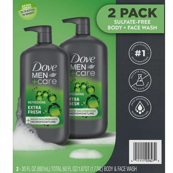 Dove Men+Care Extra Fresh Body Wash, 30 Fluid Ounce (Pack of 2)