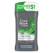 Dove Men+Care Aluminum Free Deodorant For Men Extra Fresh 72 Hour Odor Protection, 3 Oz Twin Pack