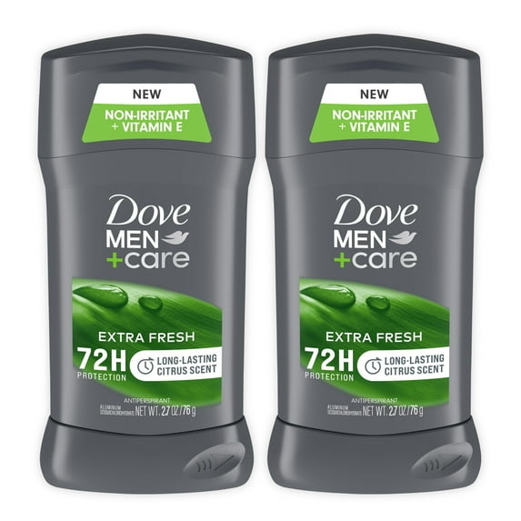 Dove Men+Care Extra Fresh Men,S Antiperspirant Deodorant Stick Extra Fresh Twin Pack With 72-Hour Sweat & Odor Protection With 1/4 Moisturizing Cream & Long-Lasting Citrus Scent 2.7 Oz