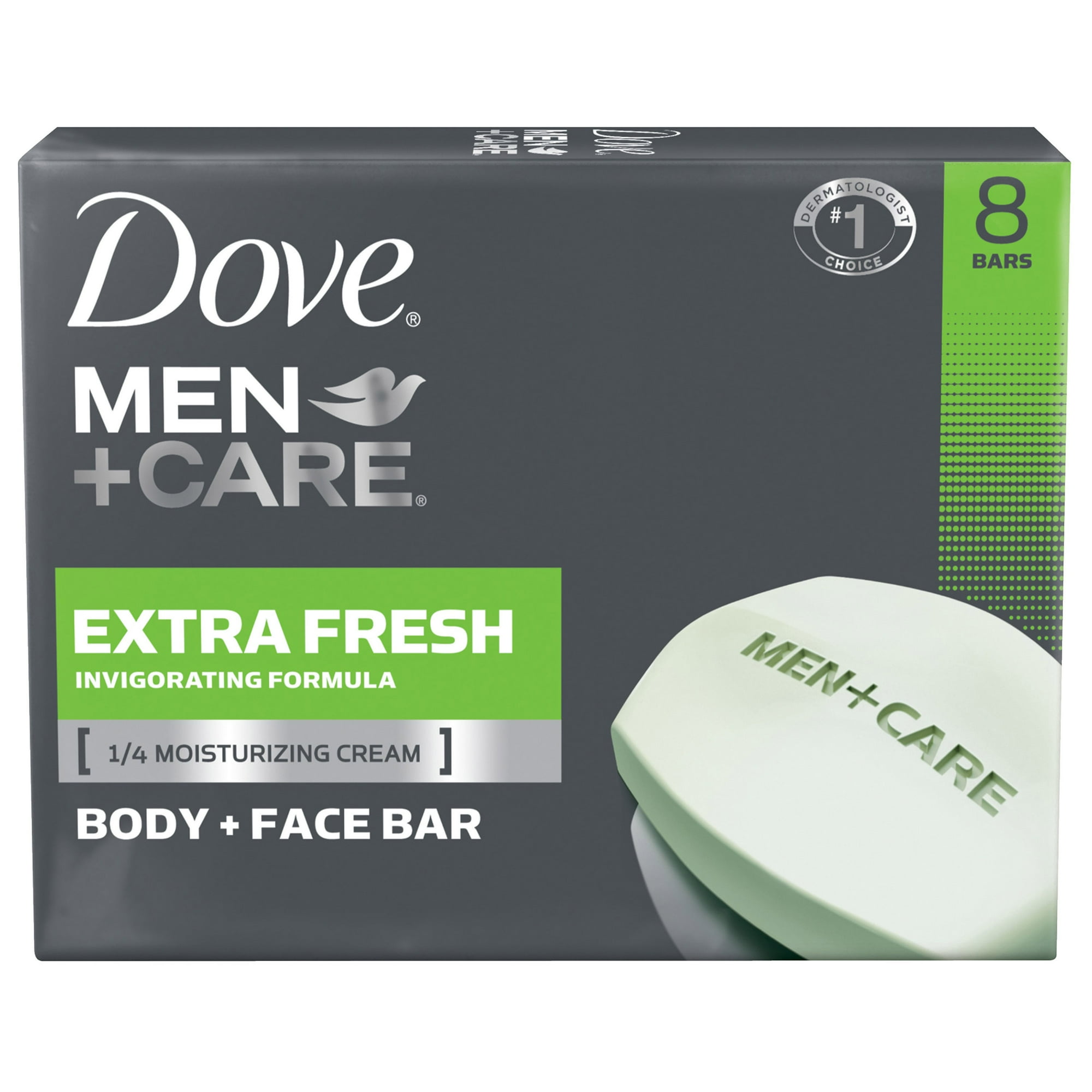 Dove Men+Care Extra Fresh Refreshing Hand, Body and Face Bar 3.75 Oz 8 Bars