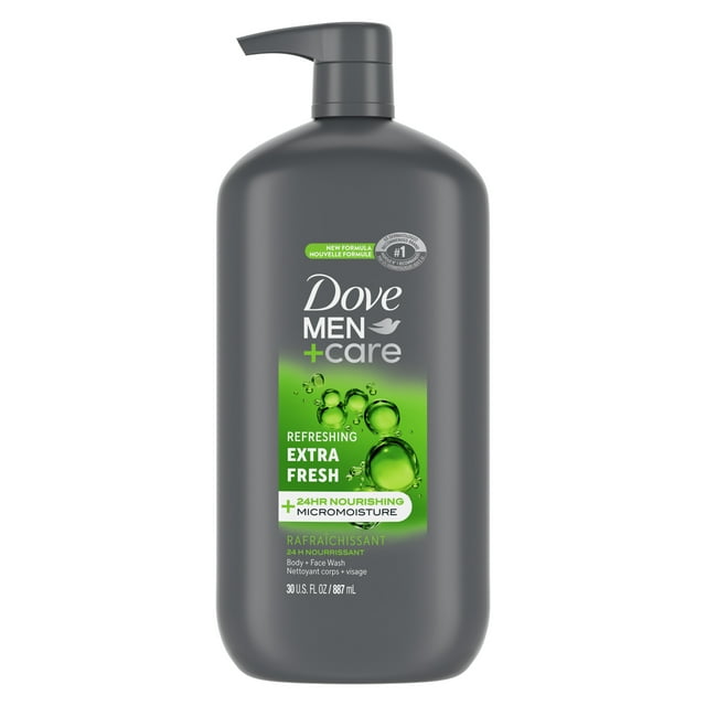 Dove Men+Care Extra Fresh Refreshing Hydrating Men's Face & Body Wash All Skin, 30 oz
