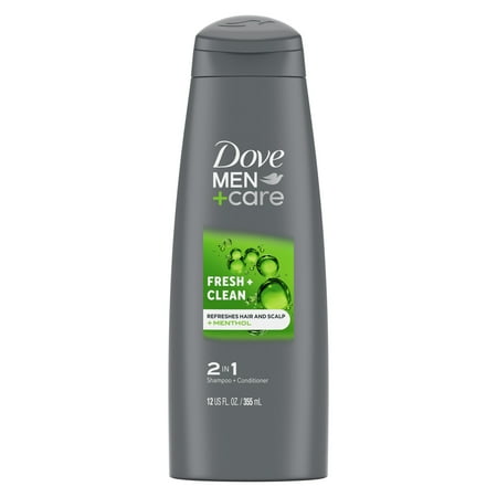 Dove Men+Care Fresh Clean 2-in-1 Shampoo and Conditioner with Caffeine and Menthol, 12 fl oz