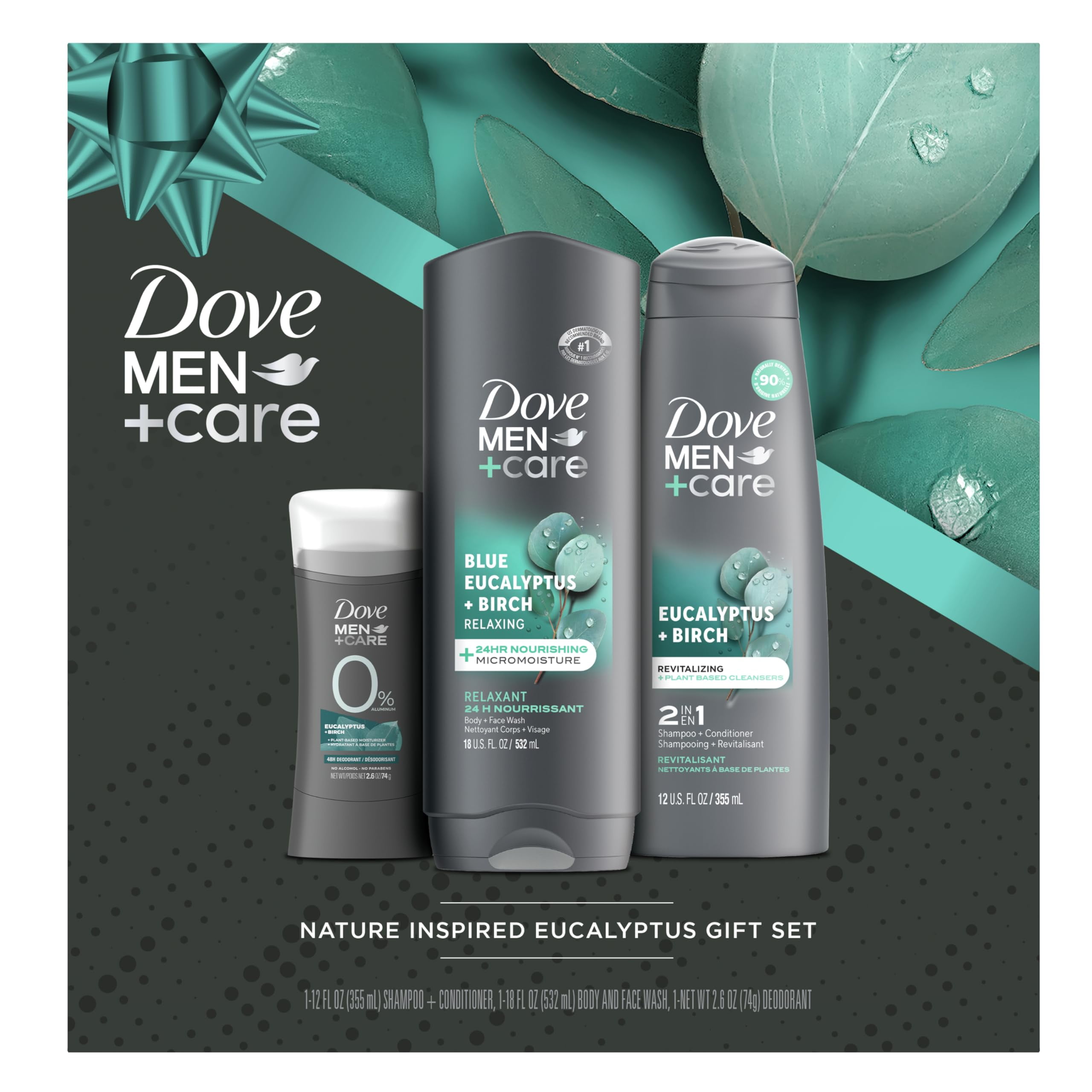 Dove Men+ Care Gift Set Dove Body Wash, Dove Mens Shampoo & Conditioner 2in1, Dove Deodorant