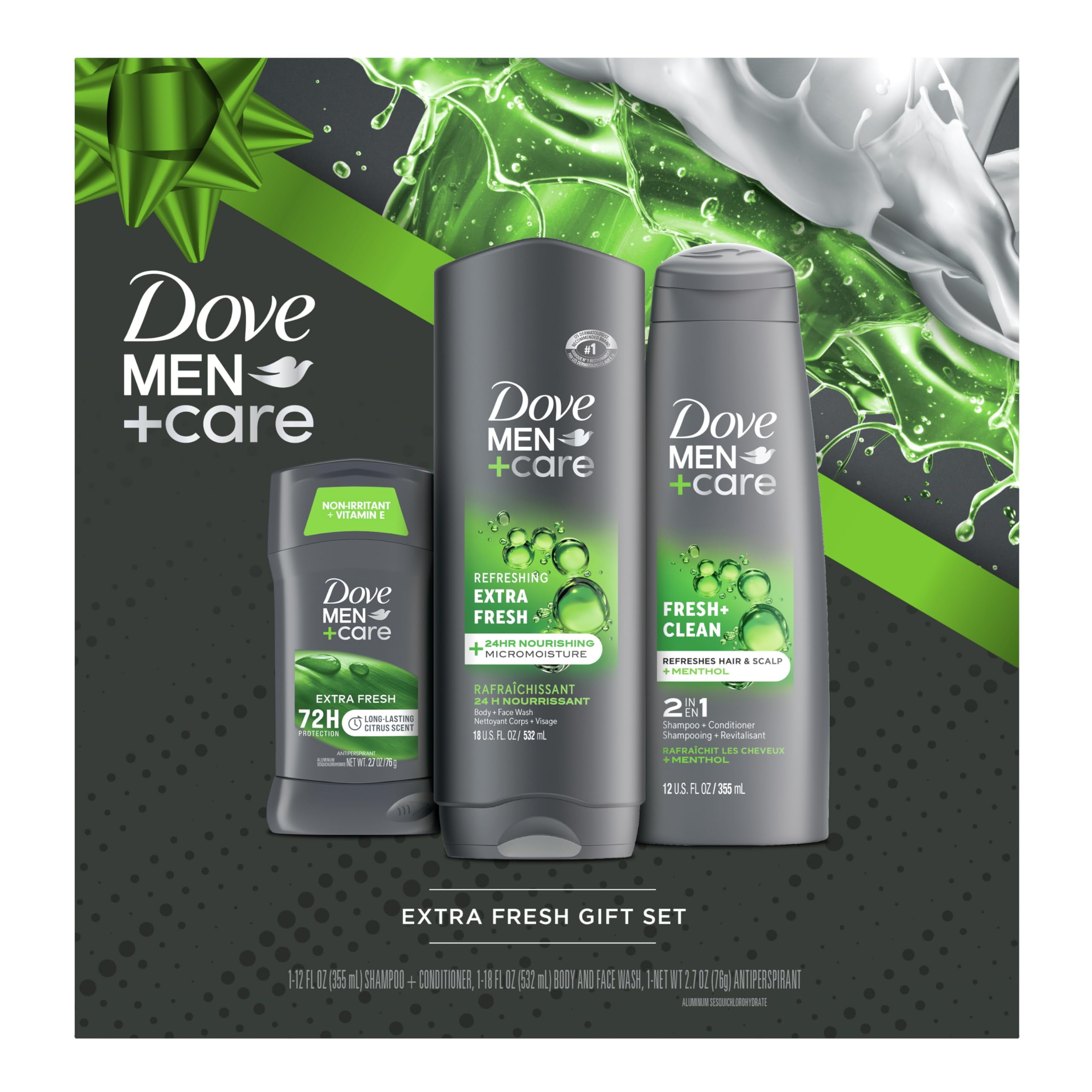 Dove Men+ Care Gift Set Dove Shampoo and Conditioner 2 in 1, Fresh + Clean Scent, Dove Face