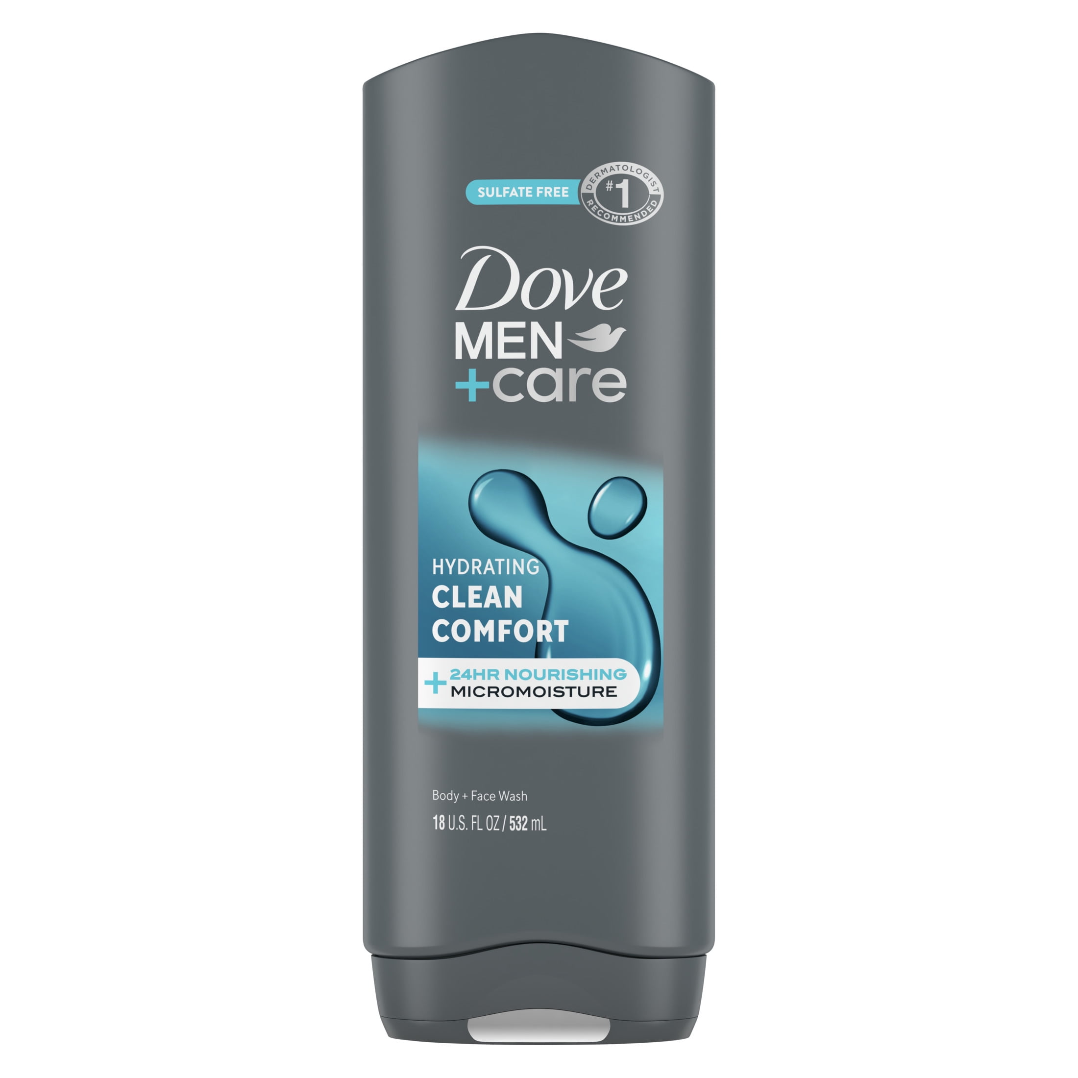 Dove Men+Care Hydrating Gentle Face & Body Wash for Men Clean Comfort All Skin, 18 oz