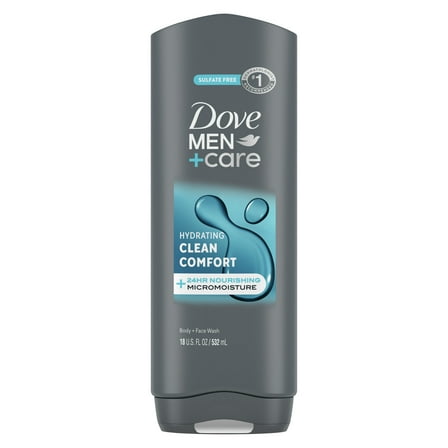 Dove Men+Care Hydrating Gentle Face & Body Wash for Men Clean Comfort All Skin, 18 oz