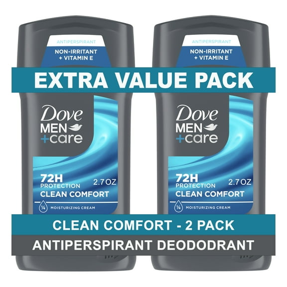 Dove Men+Care Long Lasting Antiperspirant Deodorant Stick for Men Twin Pack, Clean, 2.7 oz