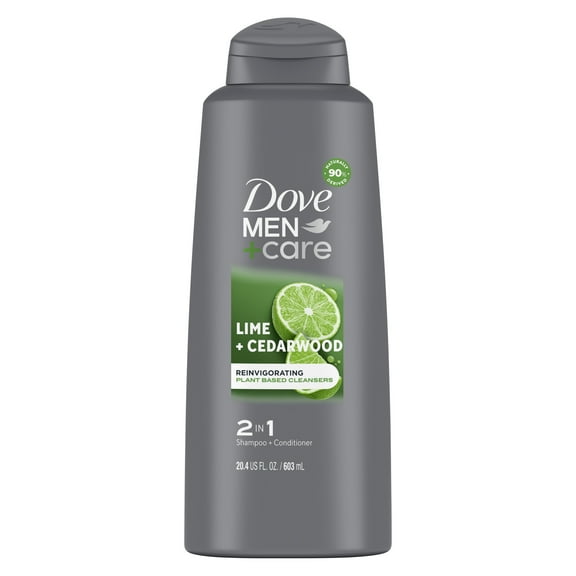 Dove Men+Care Men 2-in-1 Shampoo & Conditioner Lime + Cedarwood Plant Based Cleansers, 20.4 oz