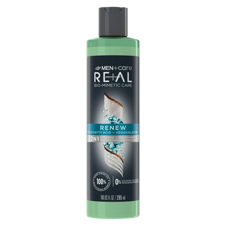 Dove Men+Care Real Bio-Mimetic Care for Dry Hair Shampoo & Conditioner, Coco Fatty Acid & Vegan Elastin, 10 oz