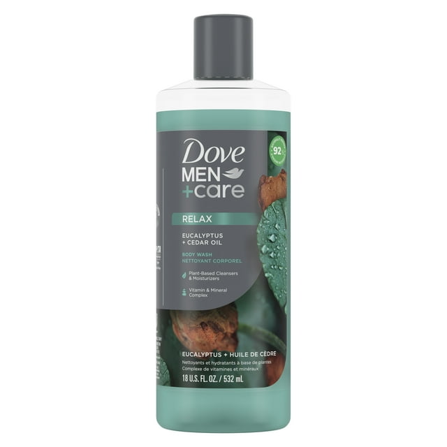 Dove Men+Care Relaxing Hydrating Body Wash Eucalyptus Cedar All Skin, 18 oz