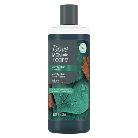 Dove Men+Care Relaxing Hydrating Body Wash for Men Eucalyptus Cedar Plant-Based Cleanser, 18 fl oz