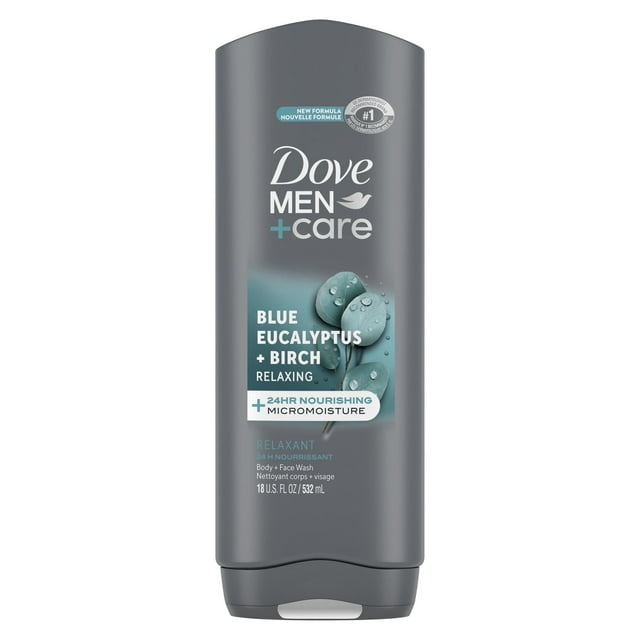 Dove Men+Care Relaxing Hydrating Face & Body Wash, Blue Eucalyptus