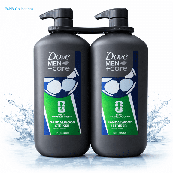 Dove Men+Care Sandalwood Striker Body & Face Wash, 32 fl oz, 2 Pack, Pump Bottles
