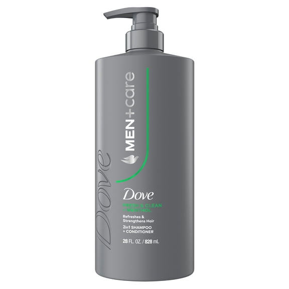 Dove Men+Care Shampoo For Hair Refreshing & Strengthening, Fresh + Clean With Menthol, 28 fl oz