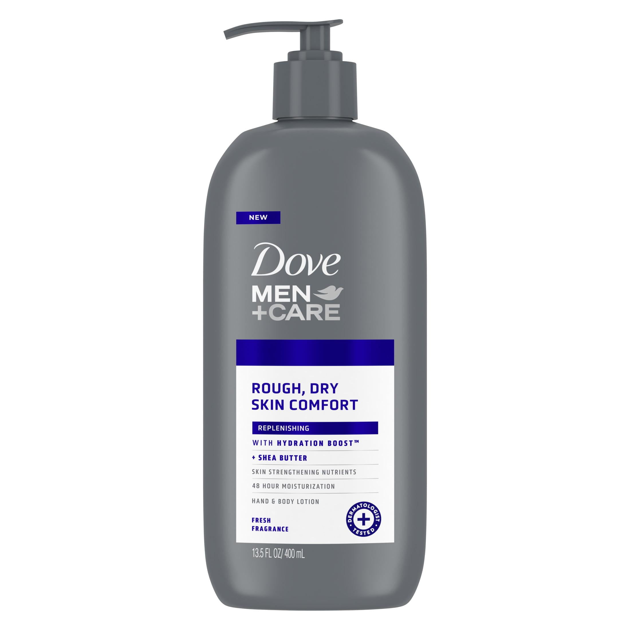Dove Men+Care Skin Comfort Non Greasy Men's Hand & Body Lotion Dry Skin, Fresh, 13.5 oz
