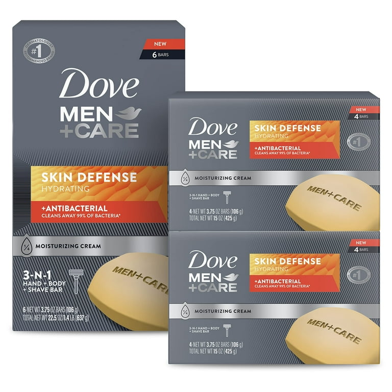 Dove Men Care Soap Bar for Smooth and Hydrated Skin Care Skin Defense Effectively Washes Away Bacteria While Nourishing