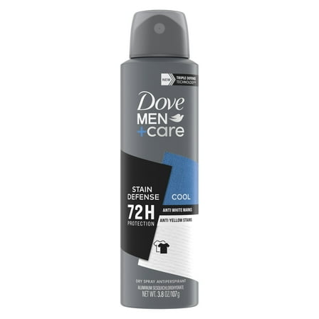 Dove Men+Care Long Lasting Stain Defense Men's Antiperspirant Deodorant Dry Spray, Cool, 3.8 oz