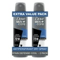 thumbnail image 1 of Dove Men+Care Stain Defense Long Lasting Antiperspirant Deodorant Dry Spray Twin Pack, Cool, 3.8 oz, 1 of 14