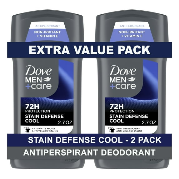 Dove Men+Care Stain Defense Long Lasting Men's Antiperspirant Deodorant Stick Cool, 2.7 oz Twin Pack