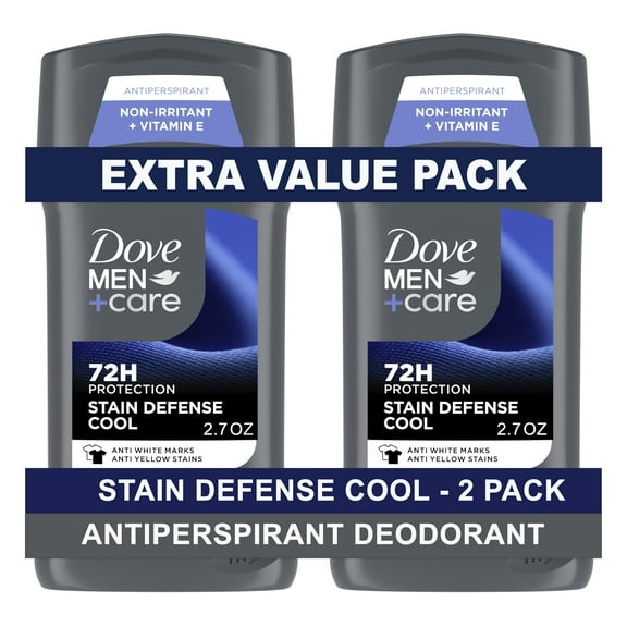 Dove Men+Care Stain Defense Long Lasting Men's Antiperspirant Deodorant Stick Cool, 2.7 oz Twin Pack