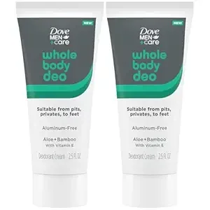 Dove Men+Care Whole Body Deo Aluminum-Free Deodorant Cream Aloe + Bamboo Suitable from Pits, Privates, to Feet 2.5 fl oz (Pack of 2)
