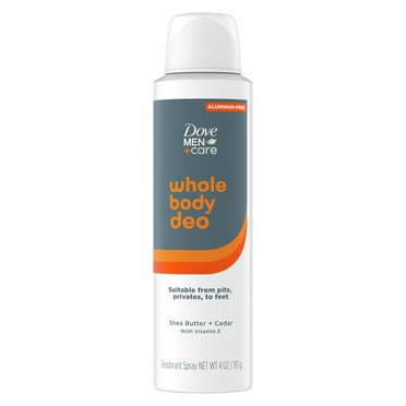 Dove Men +Care Whole Body Deodorant Spray for Men Shea Butter & Cedar, 4 oz