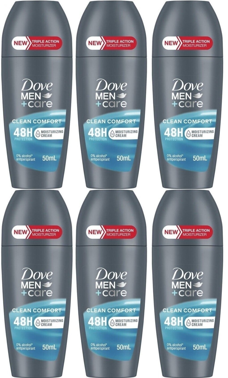 Dove Men Clean Comfort Deodorant Roll On 50 ml, Pack of 6