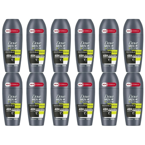 Dove Men Invisible Fresh Deodorant Roll On 48 H 50 ml Travel Size Bulk Pack 12