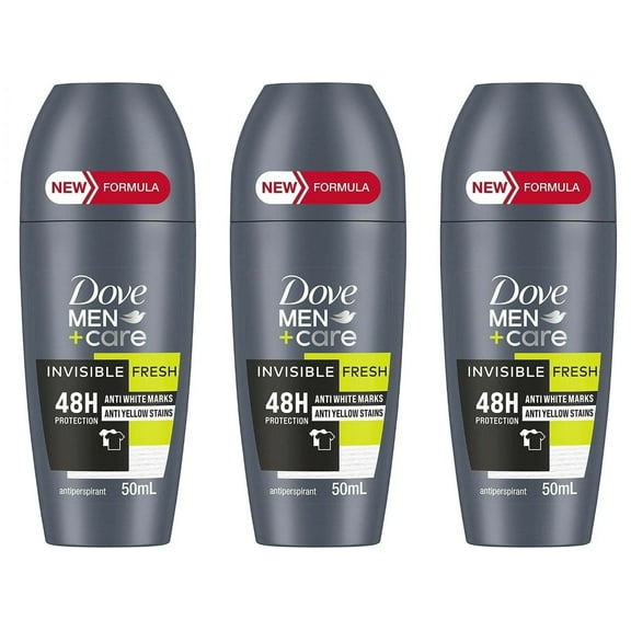 Dove Men Invisible Fresh Deodorant Roll On 48 H 50 ml Travel Size Bulk Pack of 3