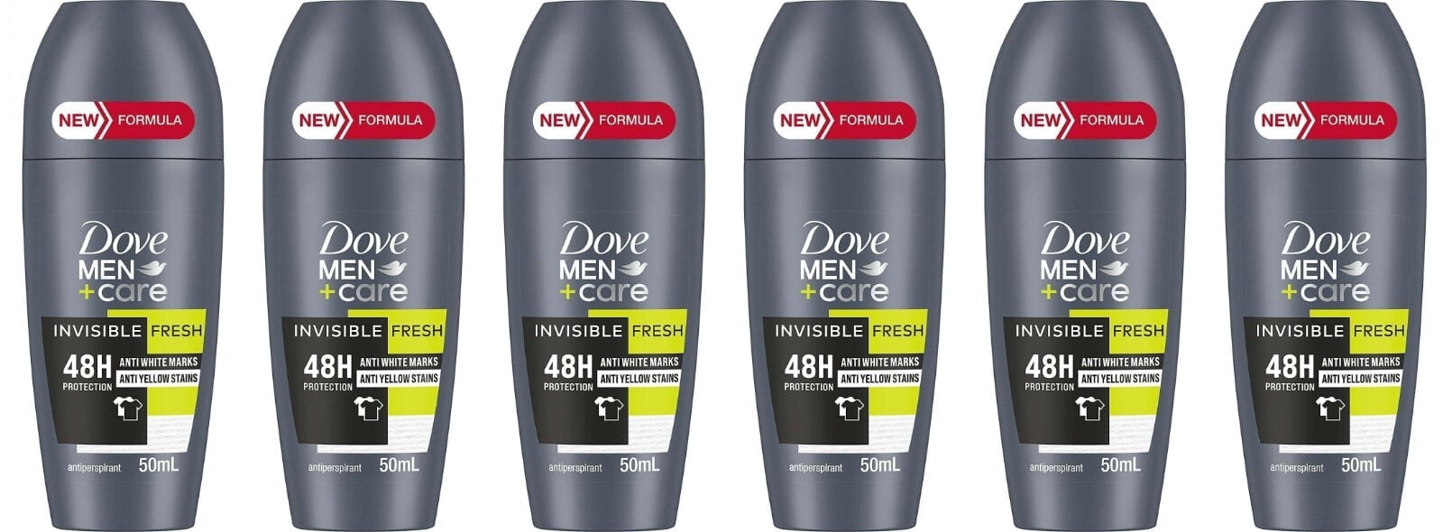 Dove Men Invisible Fresh Deodorant Roll On 48 H 50 ml Travel Size Bulk Pack of 6