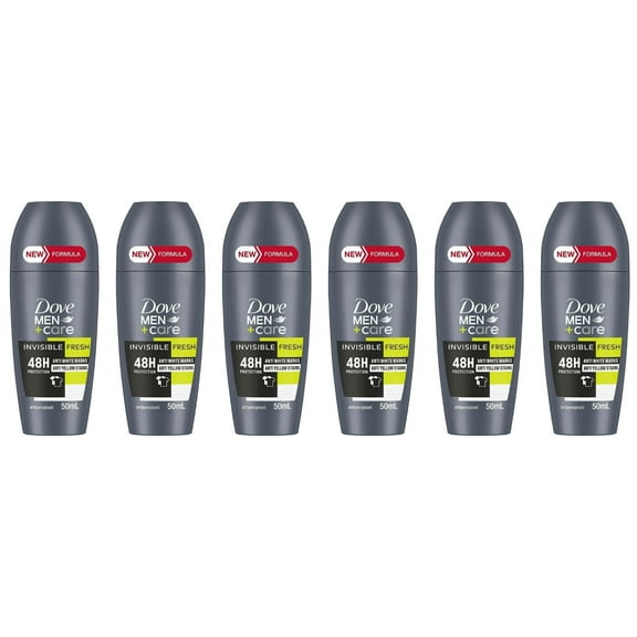 Dove Men Invisible Fresh Deodorant Roll On 48 H 50 ml Travel Size Bulk Pack of 6
