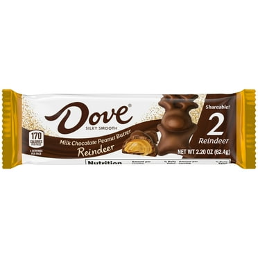 Dove Milk Chocolate Peanut Butter Reindeer Christmas Candy Bars  - 2 Ct/ 2.2 oz