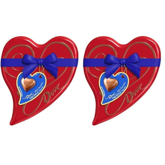 Dove Milk Chocolate Truffle Valentines Day Chocolate Heart Box Tin, 5.82 Oz (Pack Of 2) Packaging May Vary
