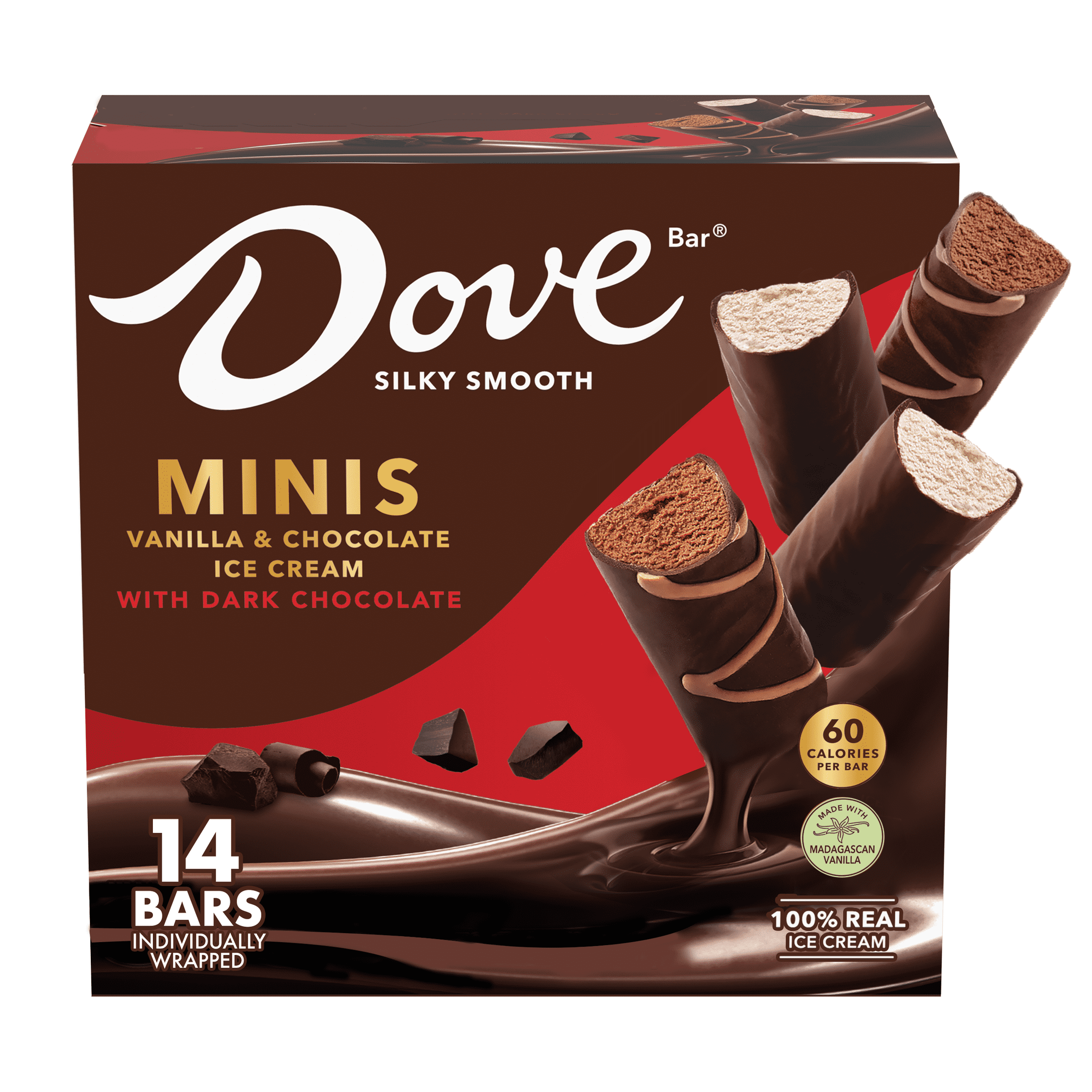 Dove Minis Vanilla and Chocolate with Dark Chocolate Ice Cream Bars, 0. ...
