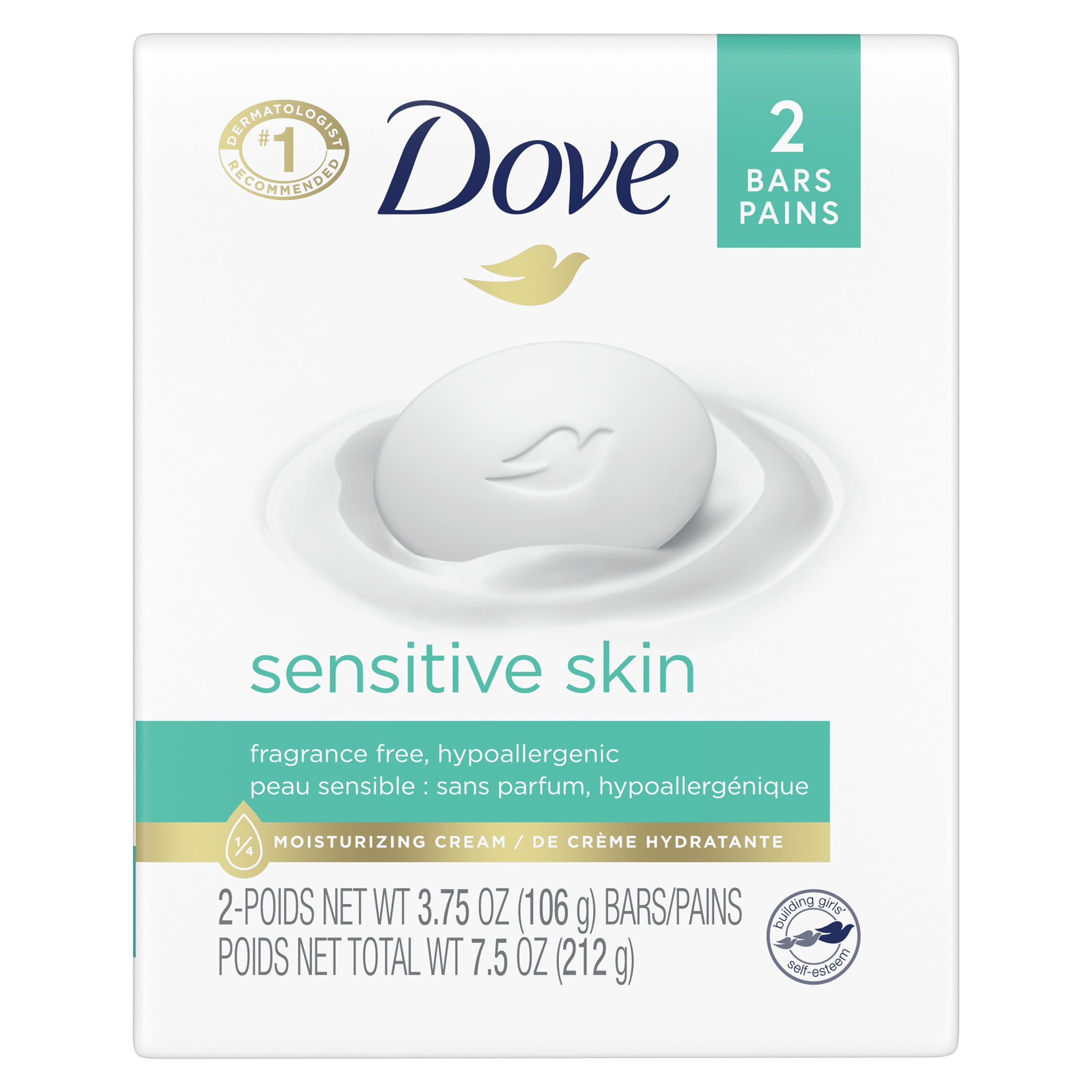 Dove Moisturizing Beauty Bar Sensitive Skin, 3.75 oz, 2 Bars