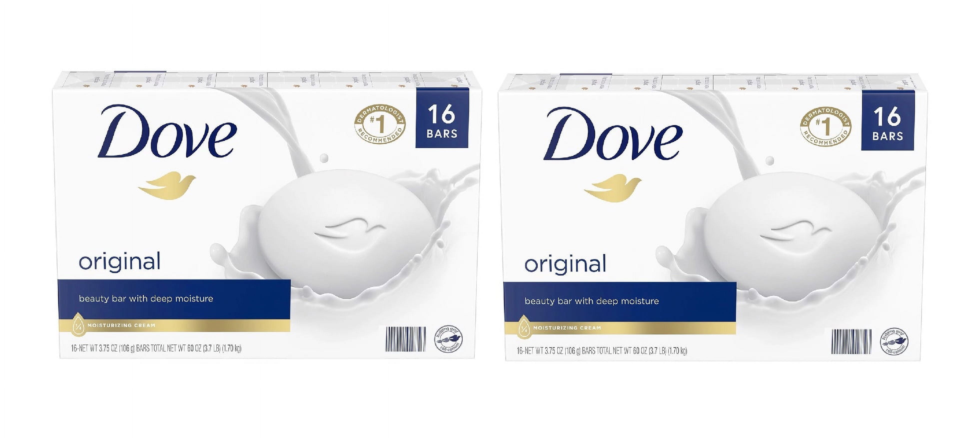 Dove Moisturizing Beauty Bar Soap Original 3.75 oz, 16 Bars 2PK