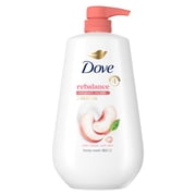 Dove Body Wash For 24hr Lotion-Soft Skin Rebalance White Peach & Rice Milk Moisturizing Skin Cleanser with No Sulfates No Parabens, 30.6 Fl oz