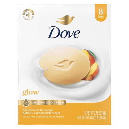 Dove Beauty Bar Soap For Soft Smooth Skin Original With 1/4 Moisturizing Cream, 3.75 oz 8 Bars