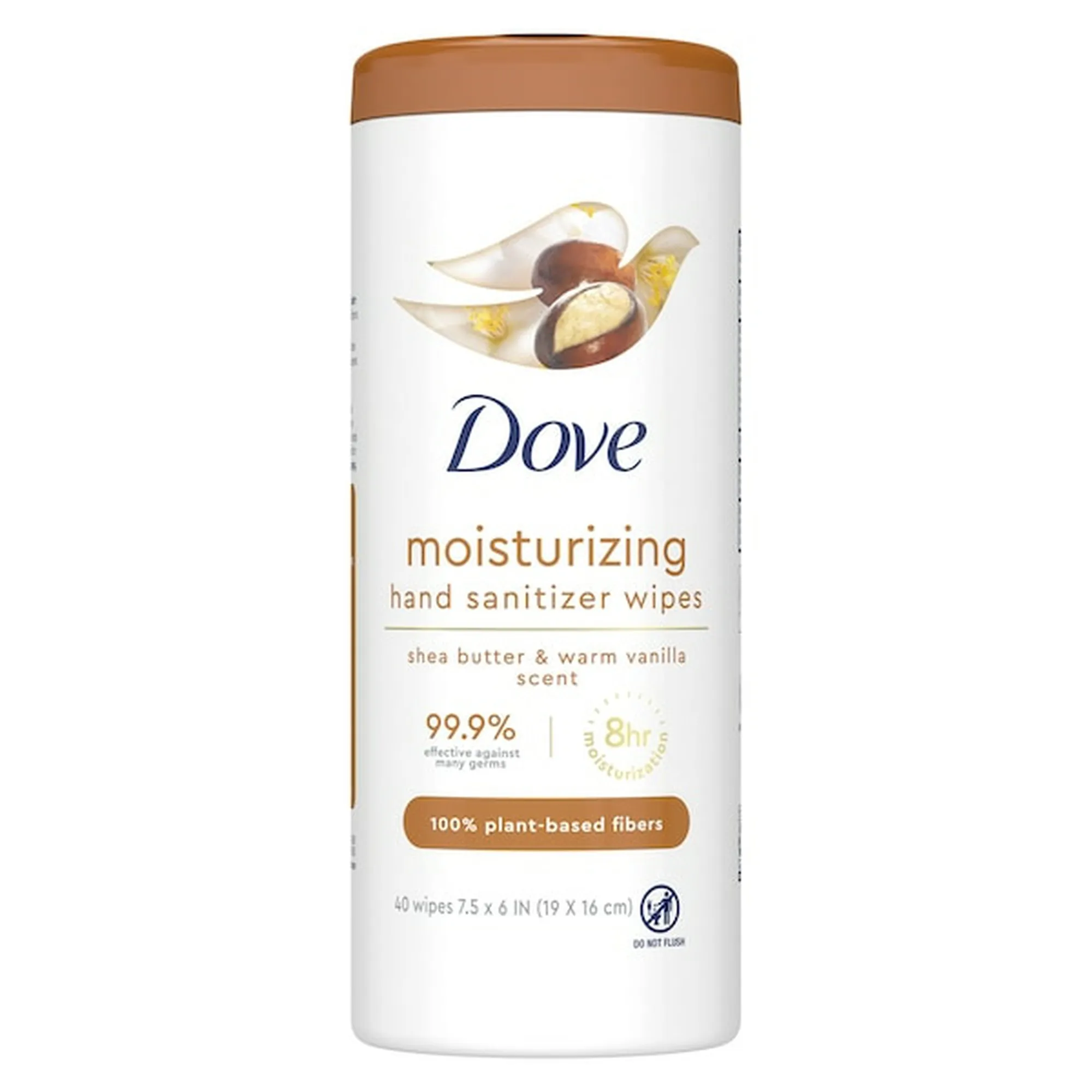 Dove Moisturizing Hand Sanitizer Wipes Shea Butter & Warm Vanilla, 40