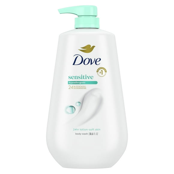 Dove Moisturizing Liquid Body Wash for Women Sensitive Skin Hypoallergenic, 30.6 oz with Pump
