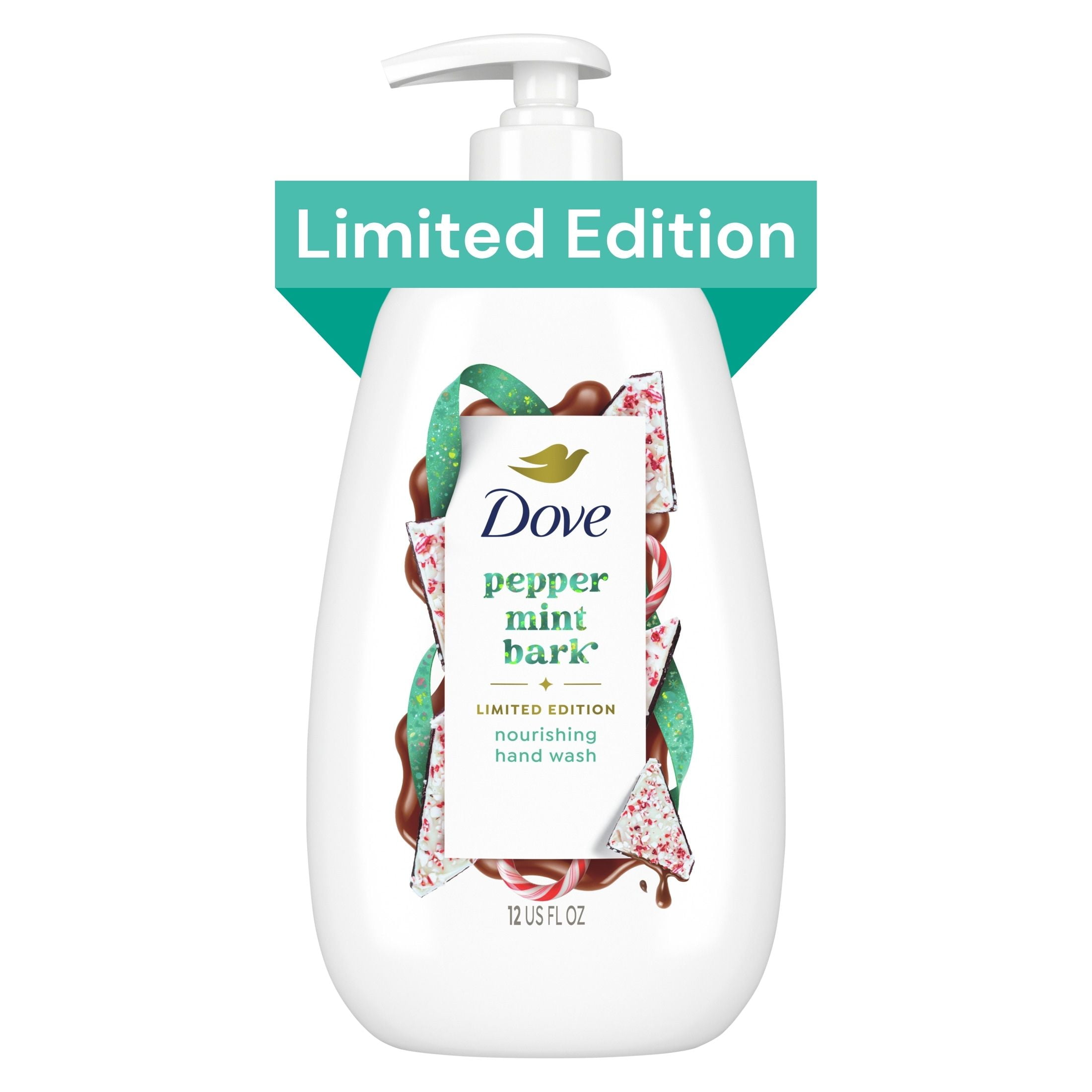 Dove Peppermint Bark Liquid Hand Wash for Deep Nourishment Holiday Treats Limited Edition, 12 fl oz