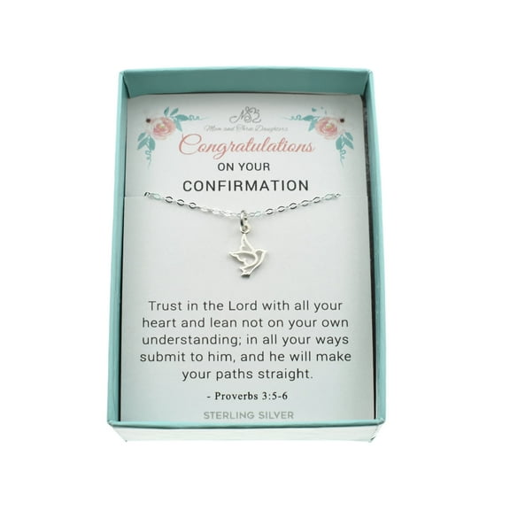 Dove Necklace in Sterling Silver. Confirmation Gift for Her. Religious Jewelry for Her.